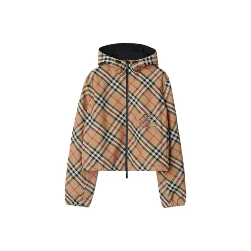 Burberry Cropped Reversible Check Stella Jacket 'Sand'
