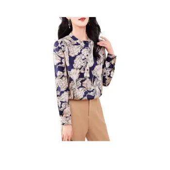 Yi Mengyuan Shirt Women's Navy Blue Floral
