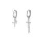 Fringe+Double Cross Clip Asymmetrical Hoop Earrings 1 Pair