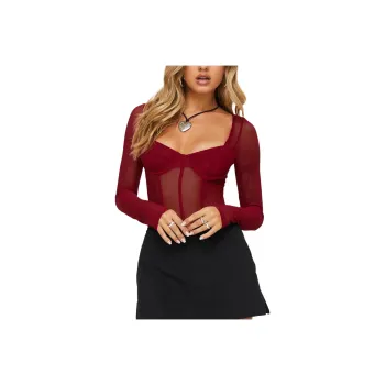 PRINCESS POLLY LEONIE BODYSUIT Bodysuits Women's BURGUNDY Red