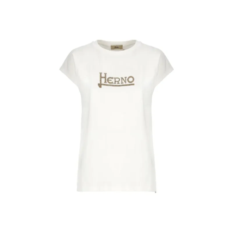 HERNO Studded Logo Crewneck T Shirt-0
