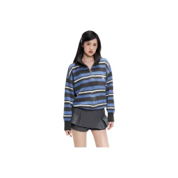SOLOTARIO Knitwear Women's Blue Gray Stripes