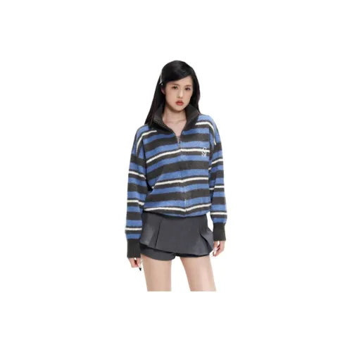SOLOTARIO Knitwear Women's Blue Gray Stripes