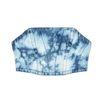 PALM ANGELS Washed denim Cropped Corset