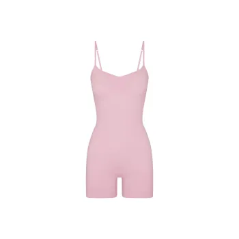 SKIMS MICRO POINTELLE TANK ONESIE Jumpsuit Women's BABY PINK/Light Pink
