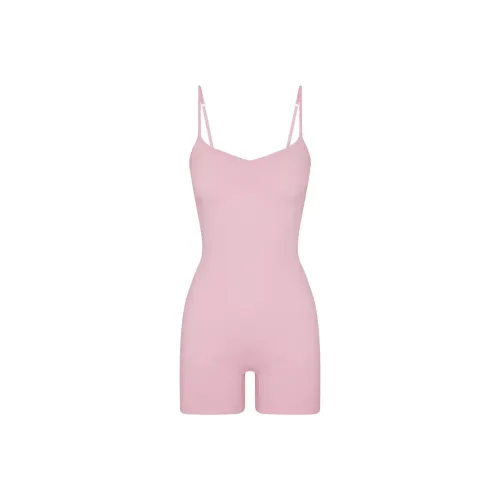 SKIMS MICRO POINTELLE TANK ONESIE Bodysuits Women's Baby Pink/Light Pink