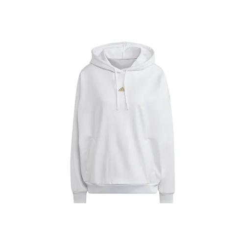 Adidas Embossed Monogram Fleece Hoodie Sweatshirt Women's White