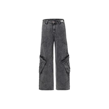 FCB ARCELONA Casual Pants Unisex Jacquard Black Gray