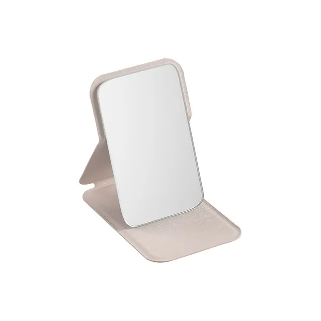 Love Of Wormwood Minimalist Style Large PU Leather Folding Tabletop Single Sided Mirror Refillable Makeup Mirror-6