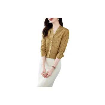 Yi Mengyuan Shirt Women's Autumn Yellow Flowers