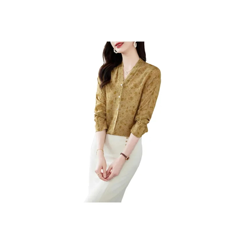 Yi Mengyuan Shirt Women's Autumn Yellow Flowers-0