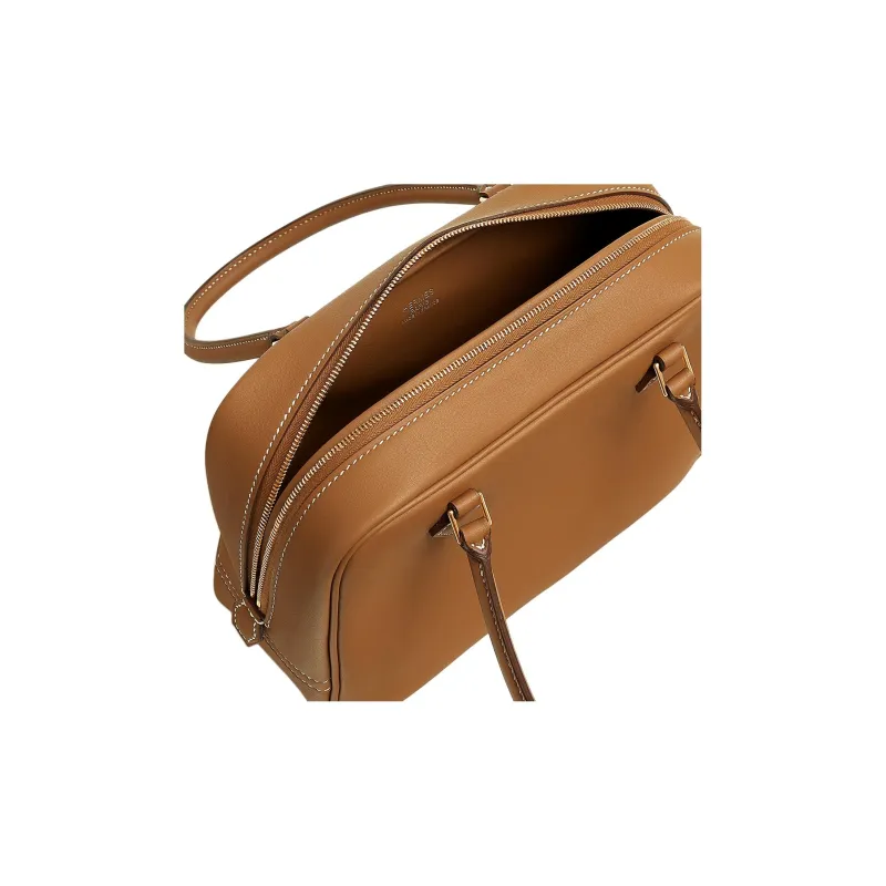 HERMES Plume Swift Calfskin Handbag Mini Women's 37 Gold Brown-3