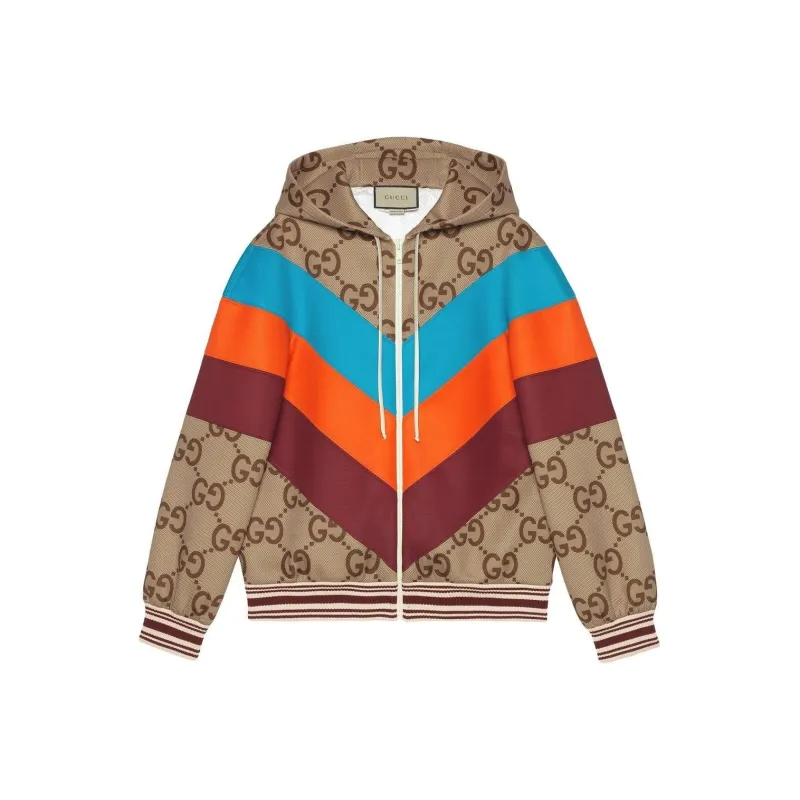 GUCCI Jumbo Gg Canvas Zip Jacket 'Beige/Ebony'-0