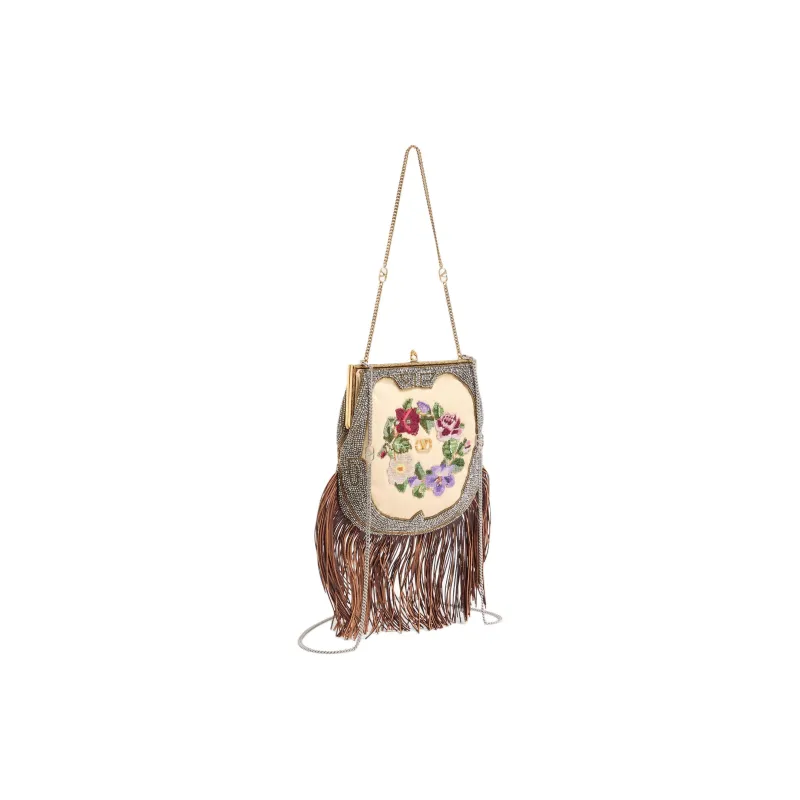 Valentino GARAVANI Fabric Clutch, Crossbody Bag, Shoulder Bag Women's Natural & Multicolor & Brown-2