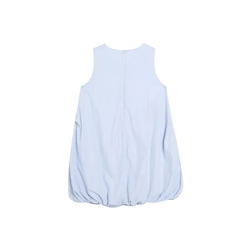 Flowers In Water Sleeveless Dress Women's Light Blue-0