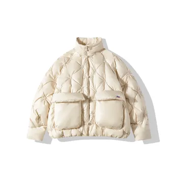 EPTISON WOMAN Shape Solid Color Stand Collar Loose Fit Thickened Cropped Down Jacket Women's