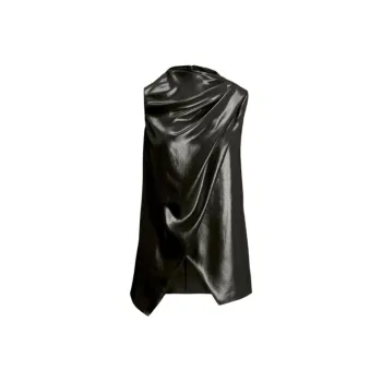 Ralph Lauren Julie Foiled Georgette Blouse Shirt Women's Black