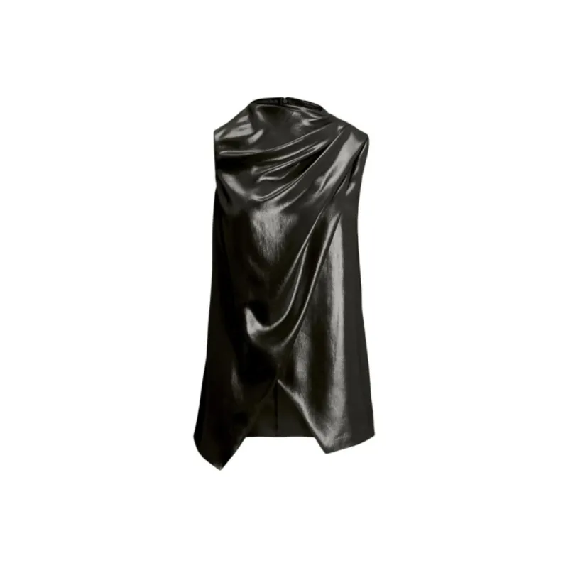 Ralph Lauren Julie Foiled Georgette Blouse Shirt Women's Black-0