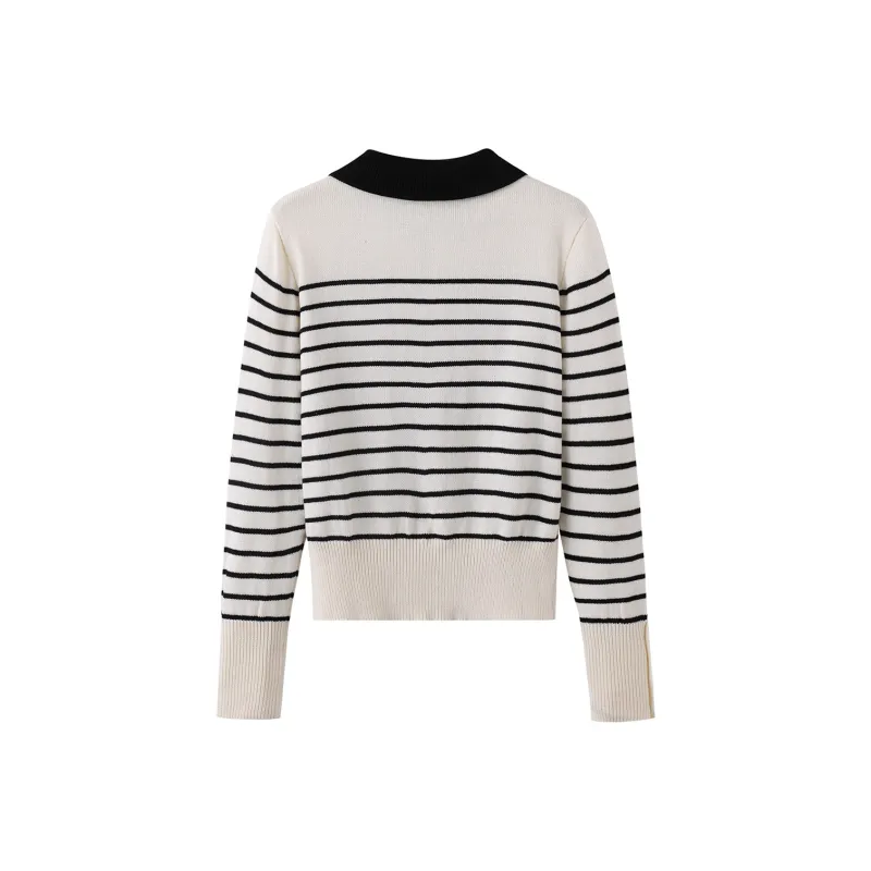Love Elaine Knitwear Women's Black White Stripes-0