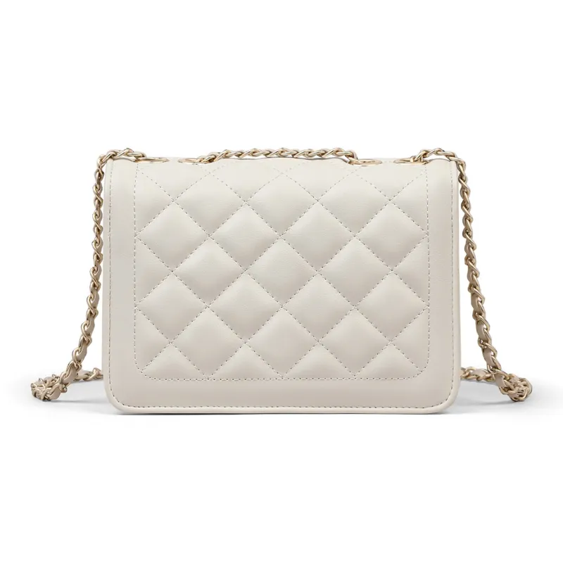 EBLAN Cow Leather Shoulder Bag, Crossbody Bag, Small Square Bag Regular Women's Milkshake White-5