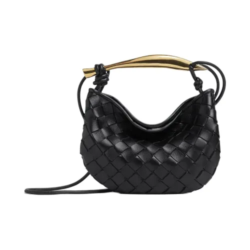 Bottega Veneta SARDINE Lambskin One Shoulder Handbag Women's Black