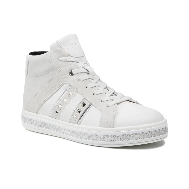 GEOX Leelu B Abrasion Resistant High Top Skateboard Shoes Women's White-2