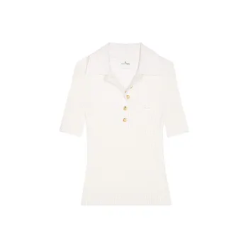 COURREGES Iconic Rib Knit Polo Shirt