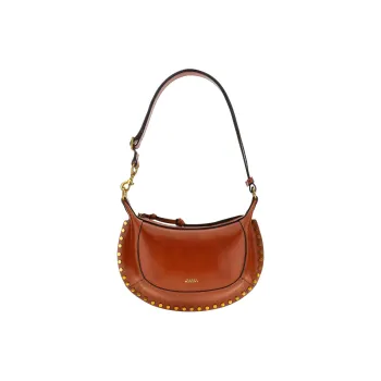 ISABEL MARANT Oskan Moon Cow Leather Shoulder Bag Women's Red Brown