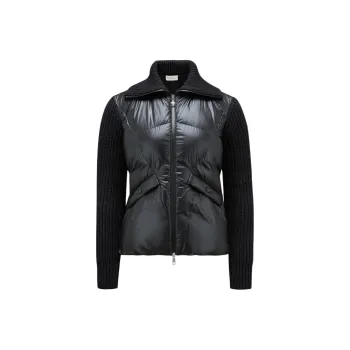 Moncler Lightweight Padded Wool Cardigan Down Jacket Down Jacket Women's Black