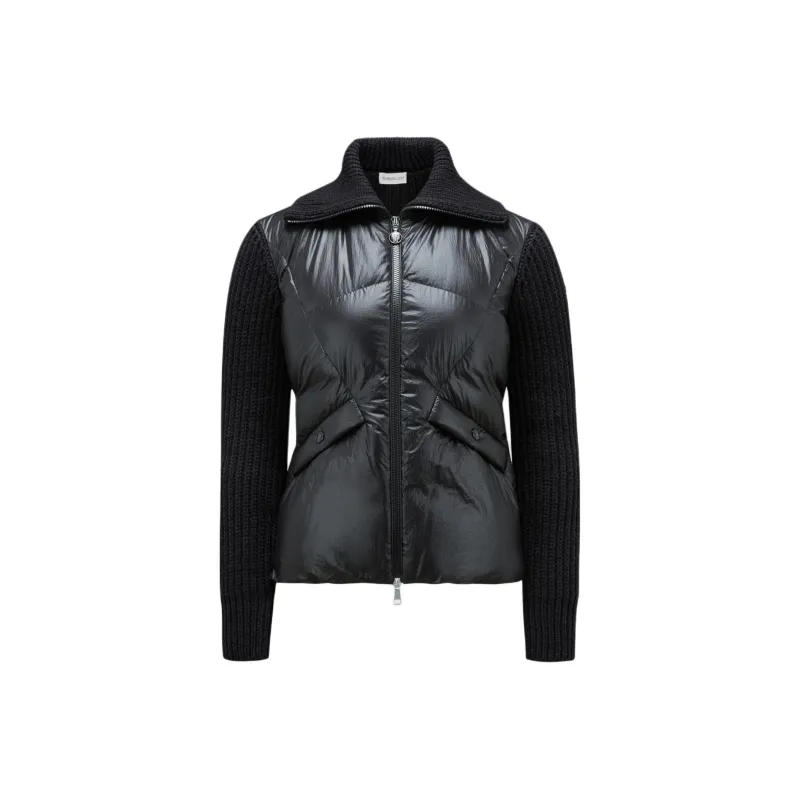 Moncler Lightweight Padded Wool Cardigan Down Jacket Down Jacket Women's Black-0