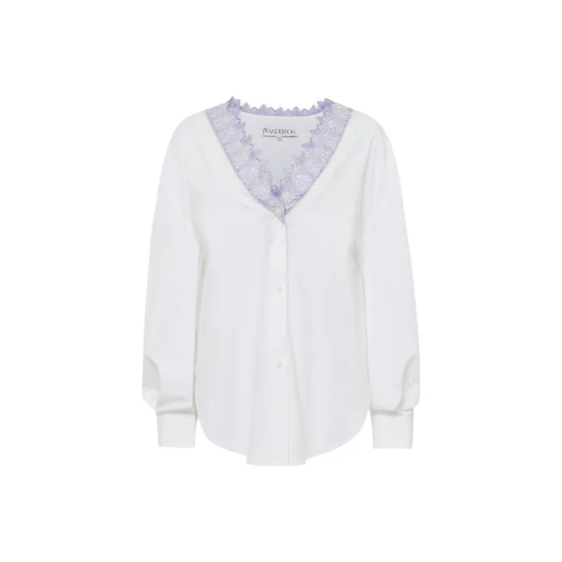 JW Anderson V Neck Lace Trim Shirt-0