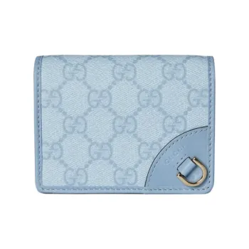 GUCCI GG Emblem Coated Fabric Wallet Mini Women's Light Blue