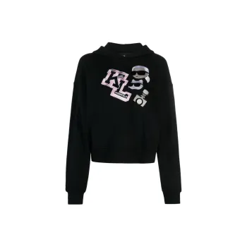 KARL LAGERFELD / Karl Lagerfeld Jeans Ikonik Varsity Logo Embroidered Hoodie