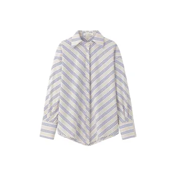 VIKTORIACHAN Shirt Women's Mixed Color Stripes