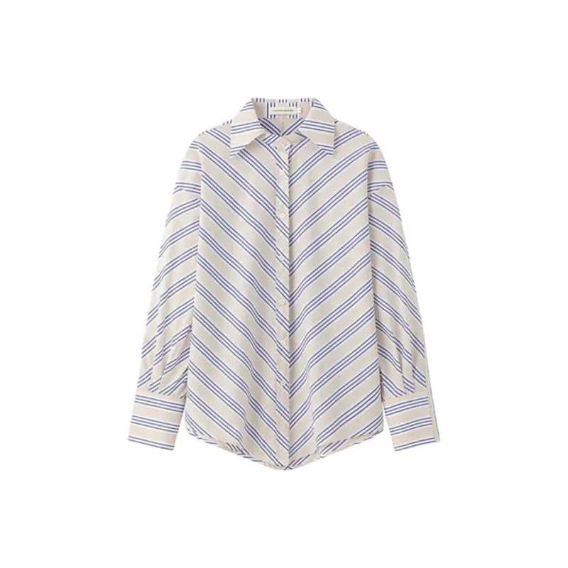 VIKTORIACHAN Shirt Women's Mixed Color Stripes-0