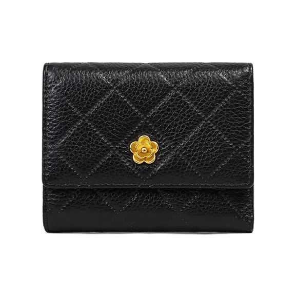VINEY Cow Leather Wallet Clutch Regular Women's Black-1