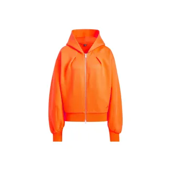 Adidas Spacer Full Zip Hoodie Jackets Coats Women's Half Impact Orange