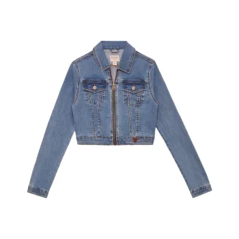 GUESS Sexy Crop Denim Jacket Jackets Coats Women's Blue