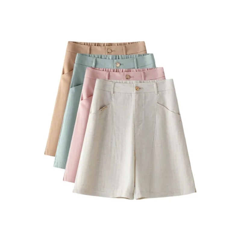 YIRANCHUN Casual Shorts Women's Beige Apricot-1
