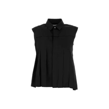 Sacai Pleated Sleeveless Poplin Shirt
