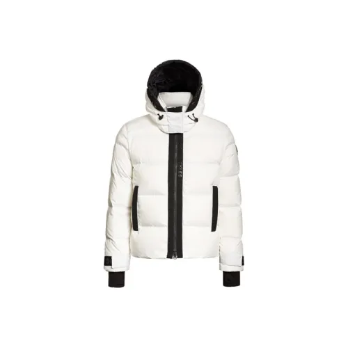 Moose Knuckles Colorblock Hooded Loose Fit Down Jacket Women's Milk White