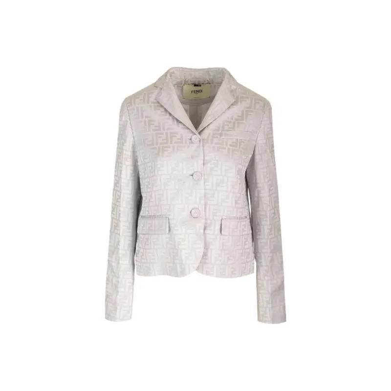 FENDI Single Breasted Ff Jacquard Satin Jacket-0