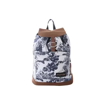 JanSport Cotton Canvas Backpack Medium Size Unisex Blue And White Porcelain Color