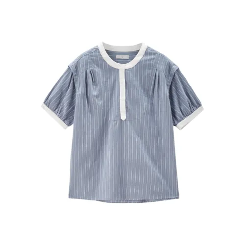 UNIQLO Shirt Women's Blue White Stripes