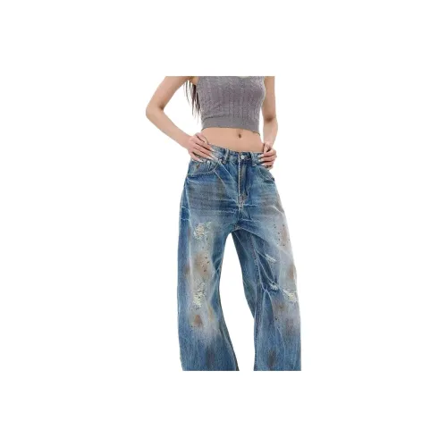 DUATOGE Jeans Men's Vintage Blue 