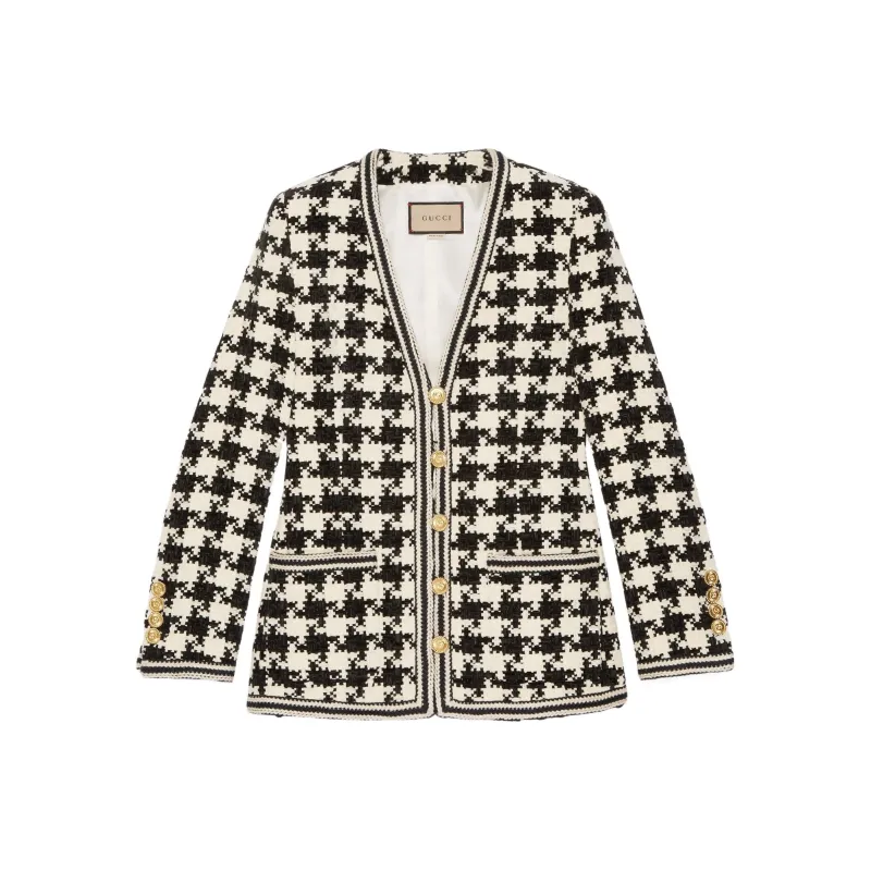 GUCCI Houndstooth-pattern Chenille Jacket-0