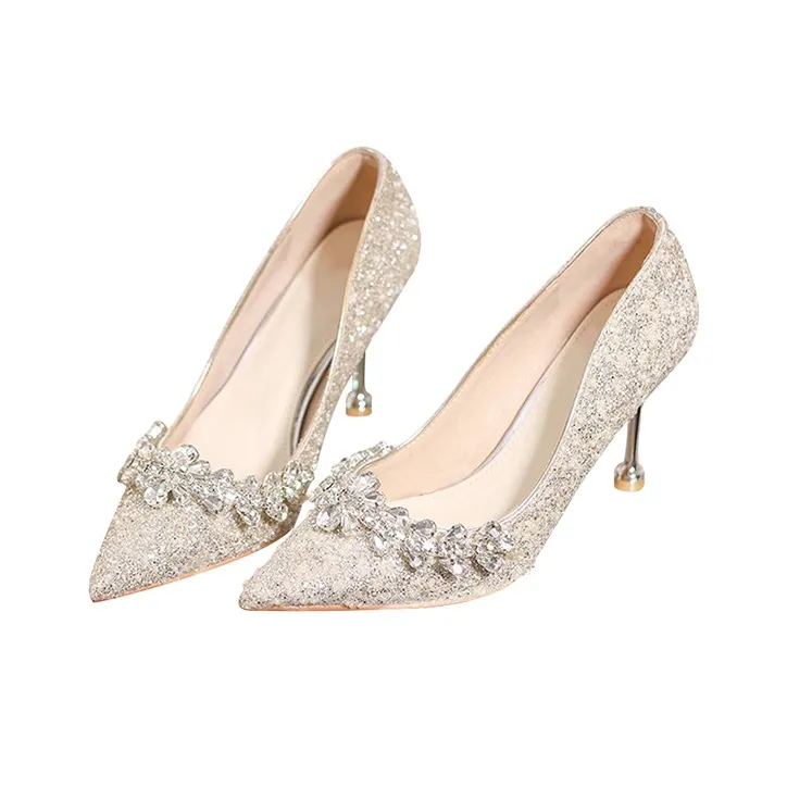 MABEL&CO Slim Heel High Heels 8cm Women's Silver-1