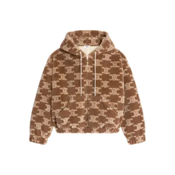 CELINE Hooded Jacket In Triomphe Wool And Fur