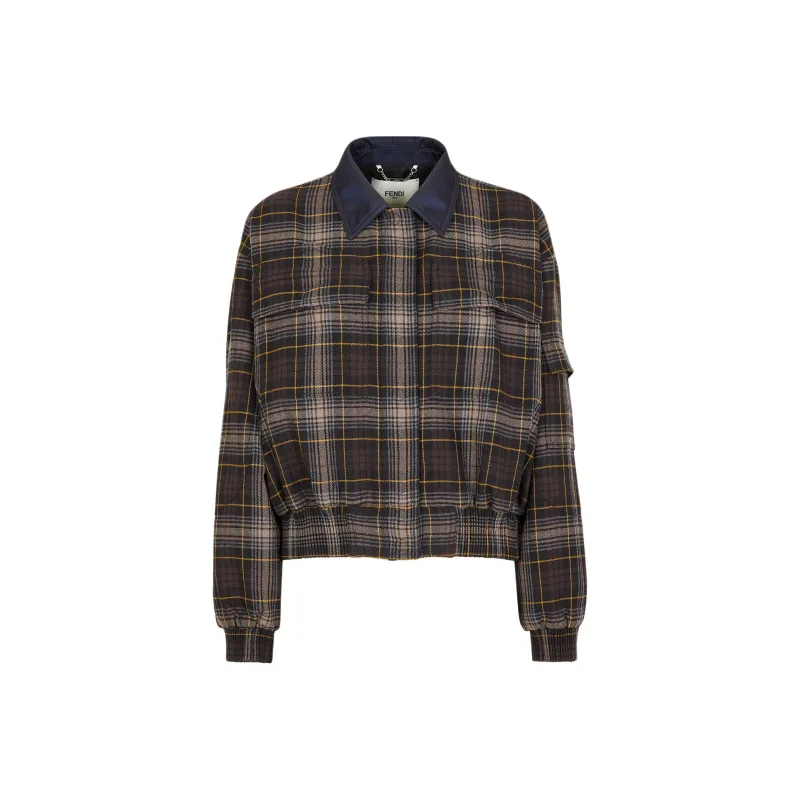 FENDI Checked Cropped Bomber Jacket-0