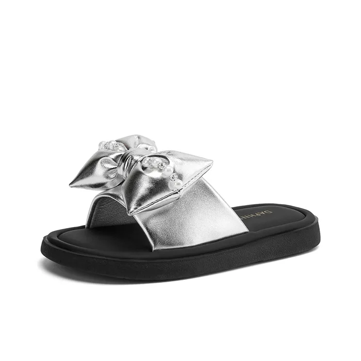 DAPHNE Leather Patchwork Quiet Slide Slippers Women's-3
